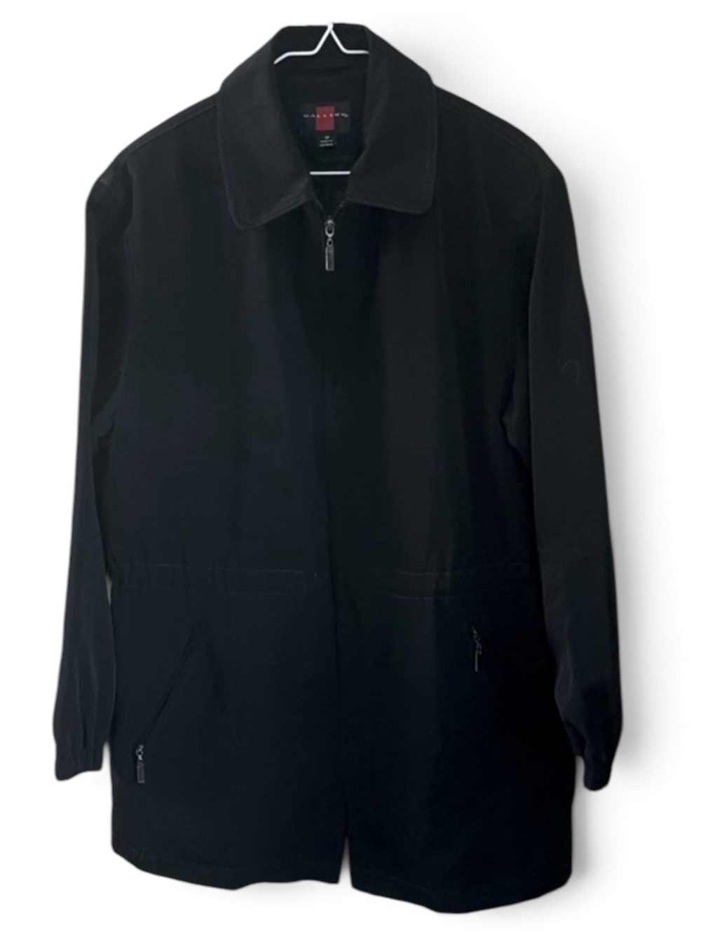 Gallery Black Classic Business Trench Coat Full Zip Oversized